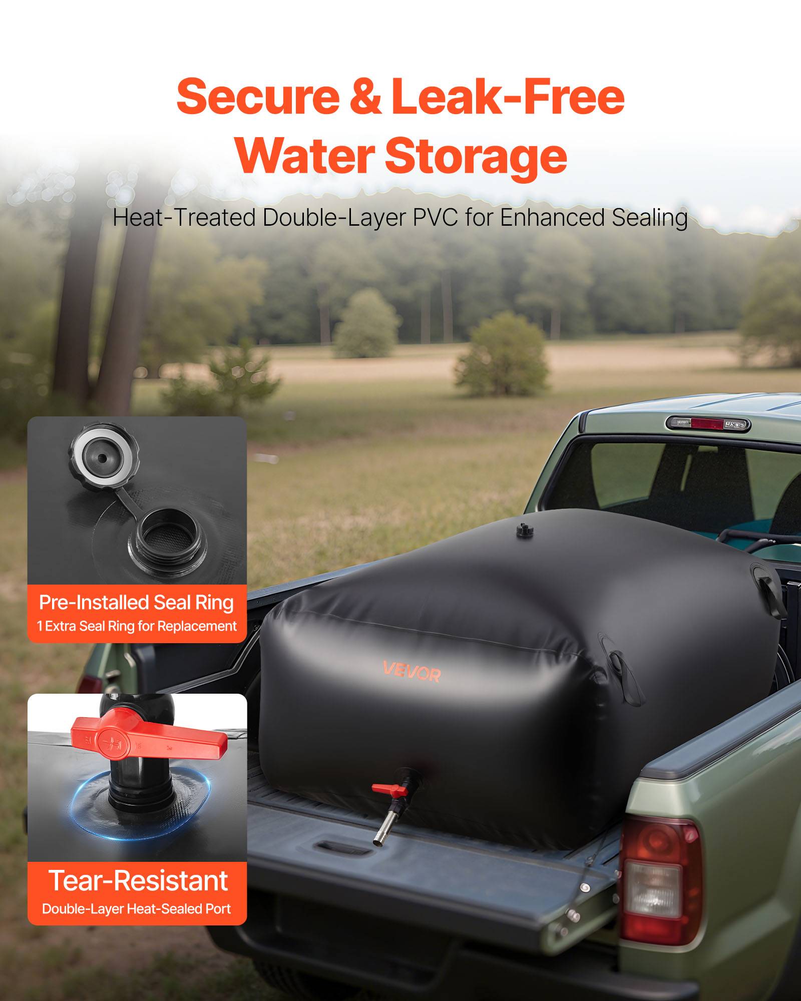VEVOR Réservoir d'Eau Souple Vessie de Stockage Eau Pliable en PVC 540 L Noir - Image 4