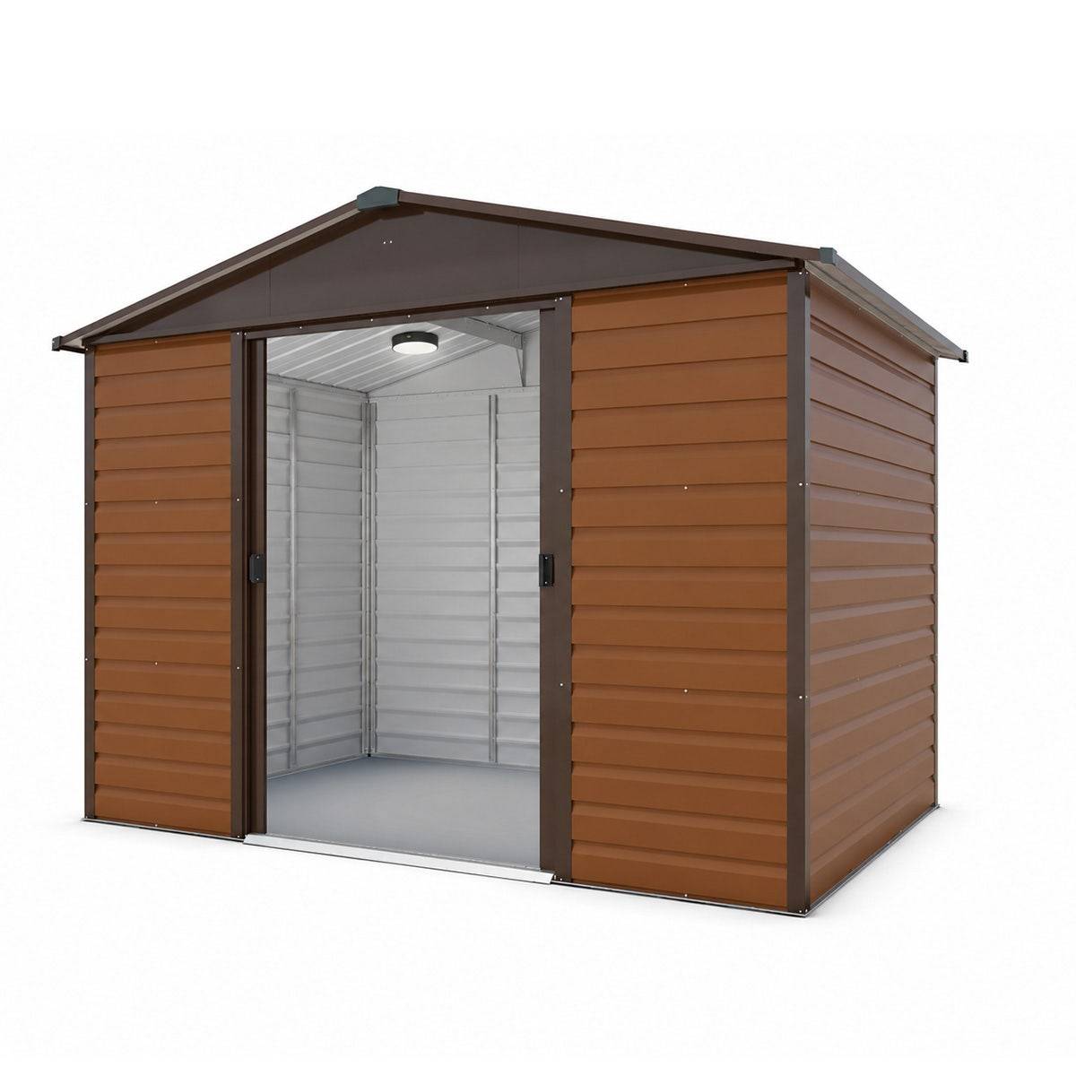 Yardmaster - Abri de jardin métal imitation bois 5,30 m2 Yardmaster + kit d'ancrage + lampe magnétique - Image 1