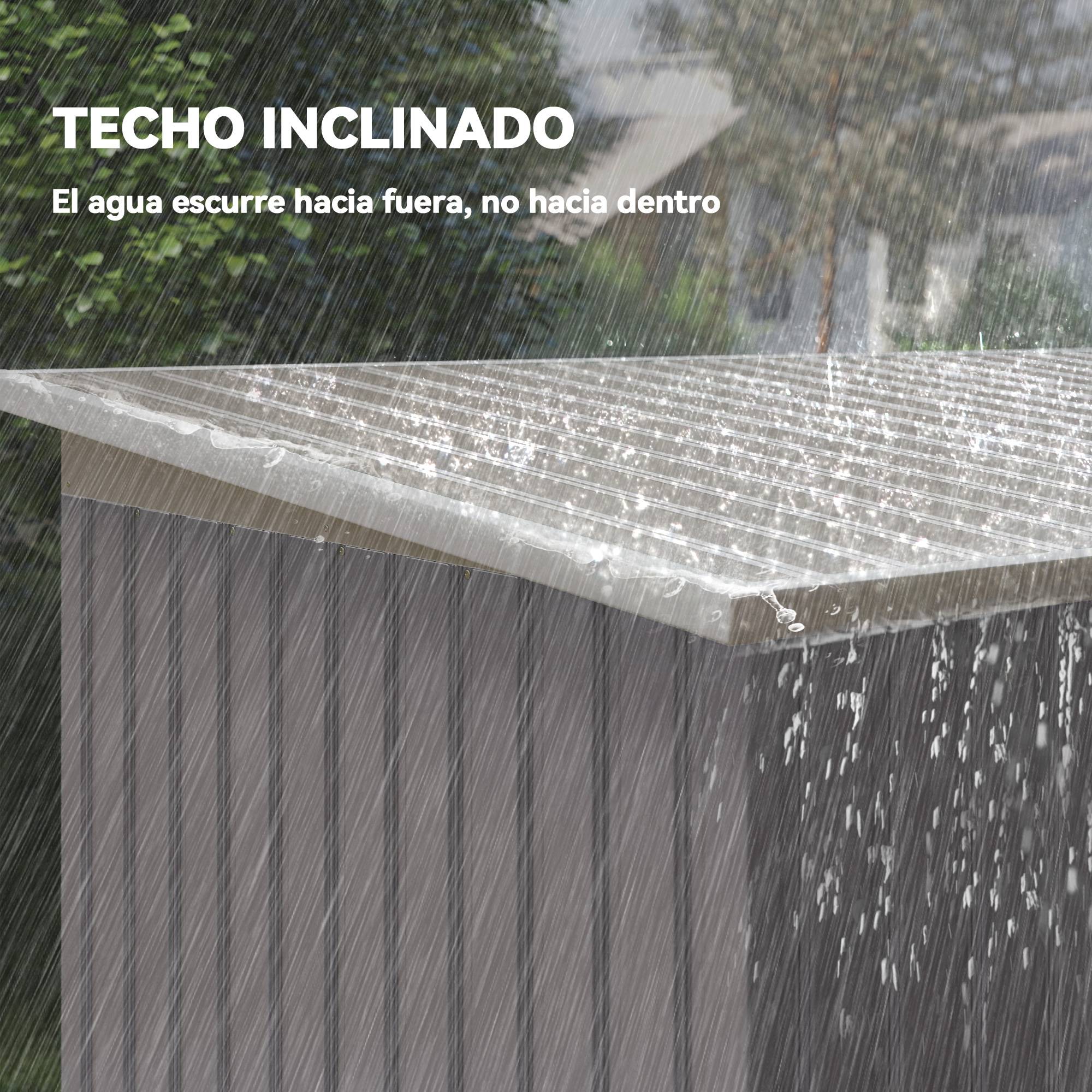 Abri de jardin extérieur 3,2 m² 280 x 130 x 172 cm avec portes coulissantes et ventilation, gris clair - Image 9