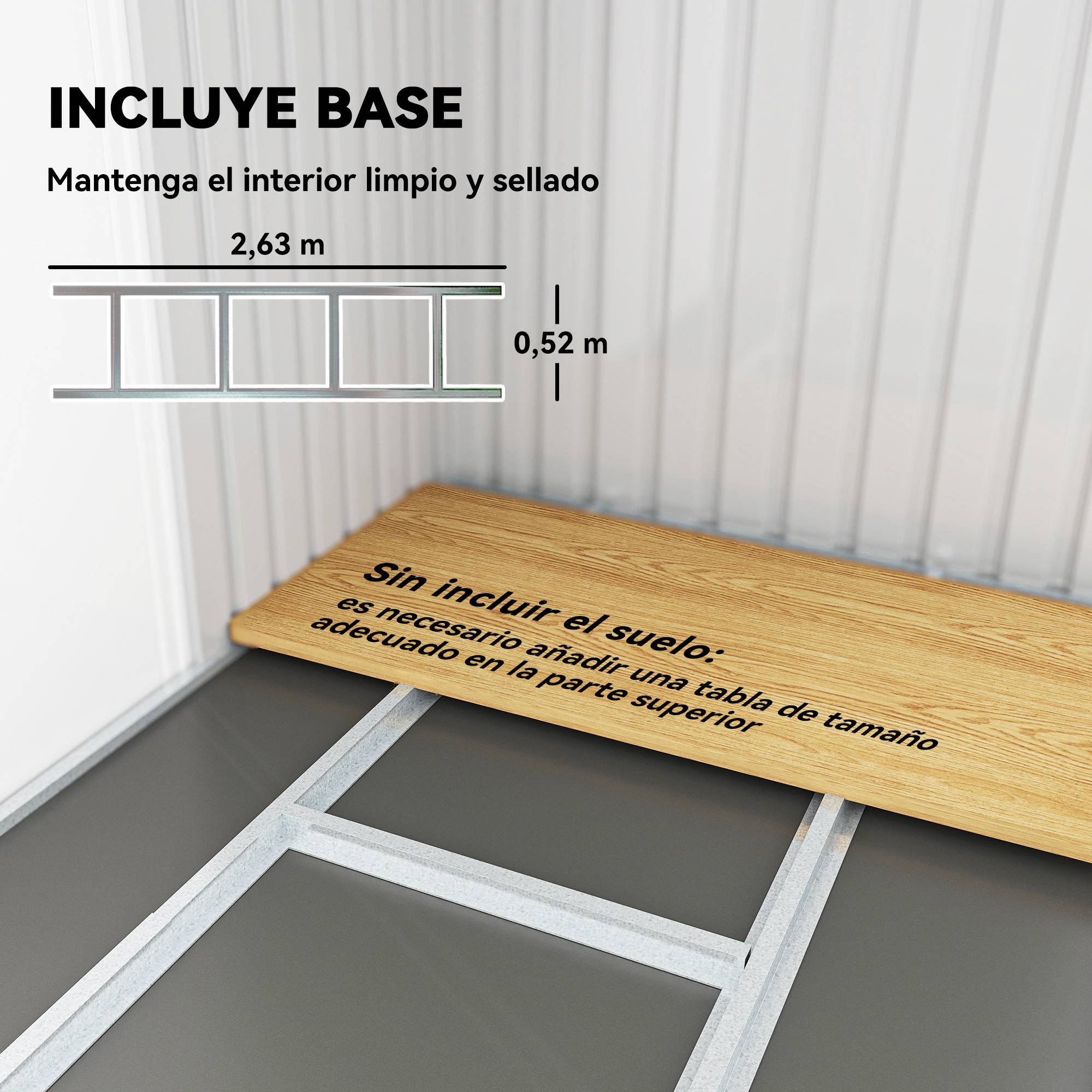 Abri de jardin extérieur 3,2 m² 280 x 130 x 172 cm avec portes coulissantes et ventilation, gris clair - Image 8