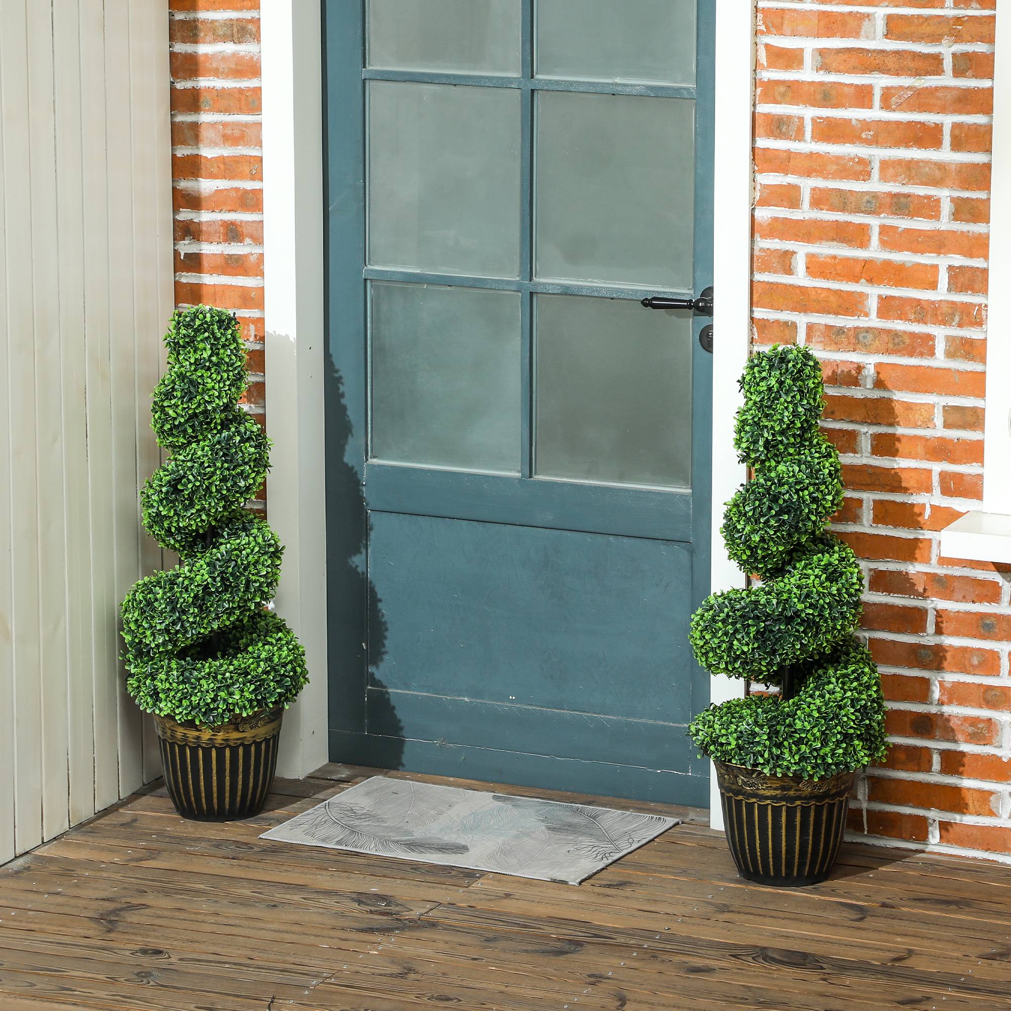 Sans Marque - Buis spiralé lot 2 plantes artificielles pot 90 cm vert - Image 4