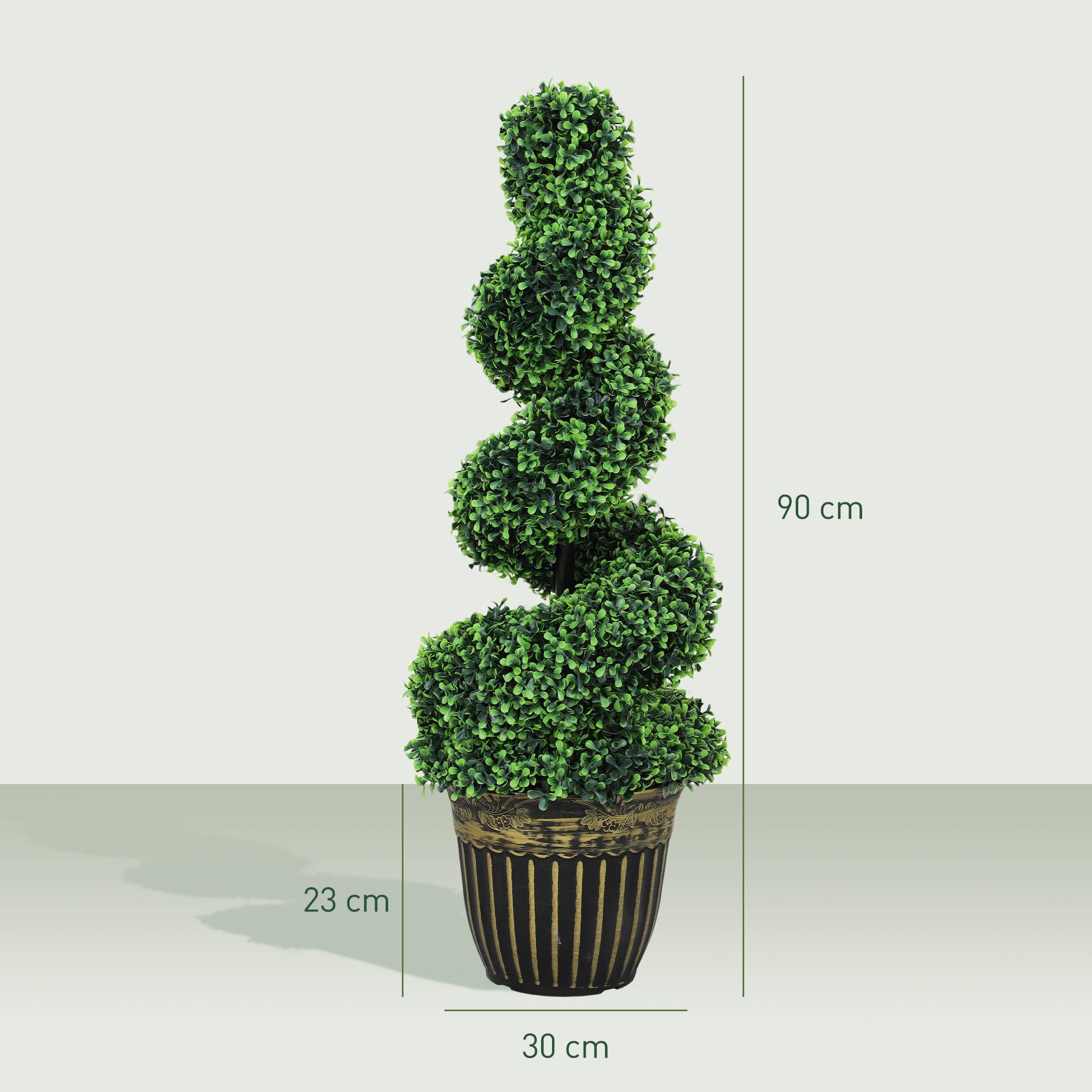 Sans Marque - Buis spiralé lot 2 plantes artificielles pot 90 cm vert - Image 5