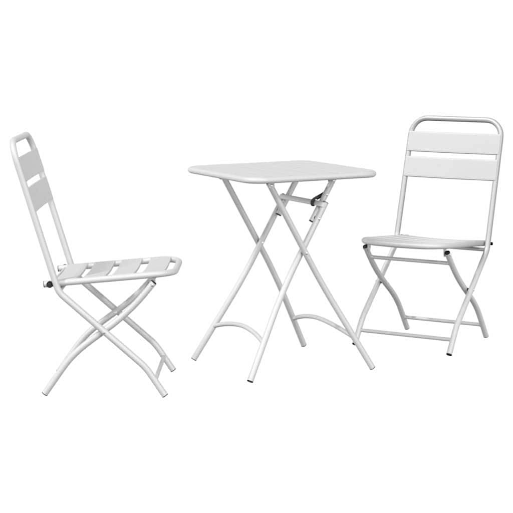 Vidaxl - Ensemble bistrot 3 pcs-Salons de jardin Blanc Acier - Image 2