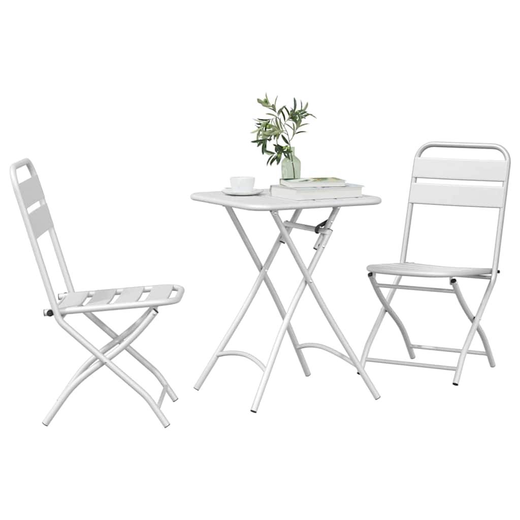 Vidaxl - Ensemble bistrot 3 pcs-Salons de jardin Blanc Acier - Image 3