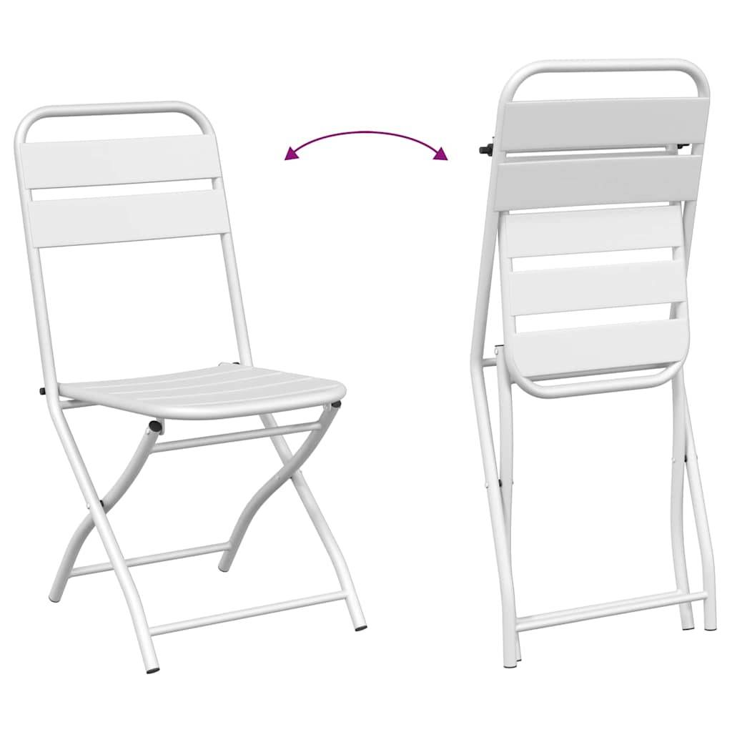 Vidaxl - Ensemble bistrot 3 pcs-Salons de jardin Blanc Acier - Image 9