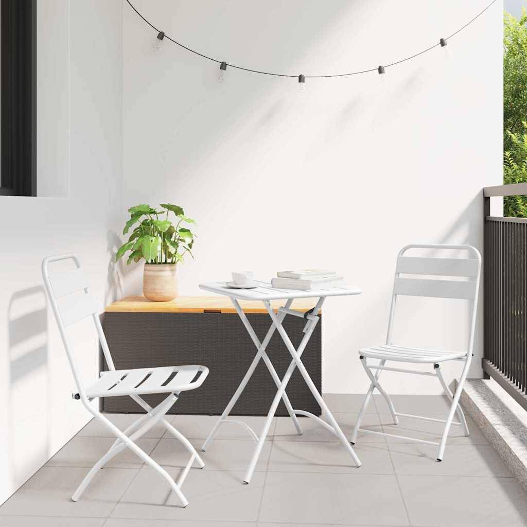 Vidaxl - Ensemble bistrot 3 pcs-Salons de jardin Blanc Acier - Image 1