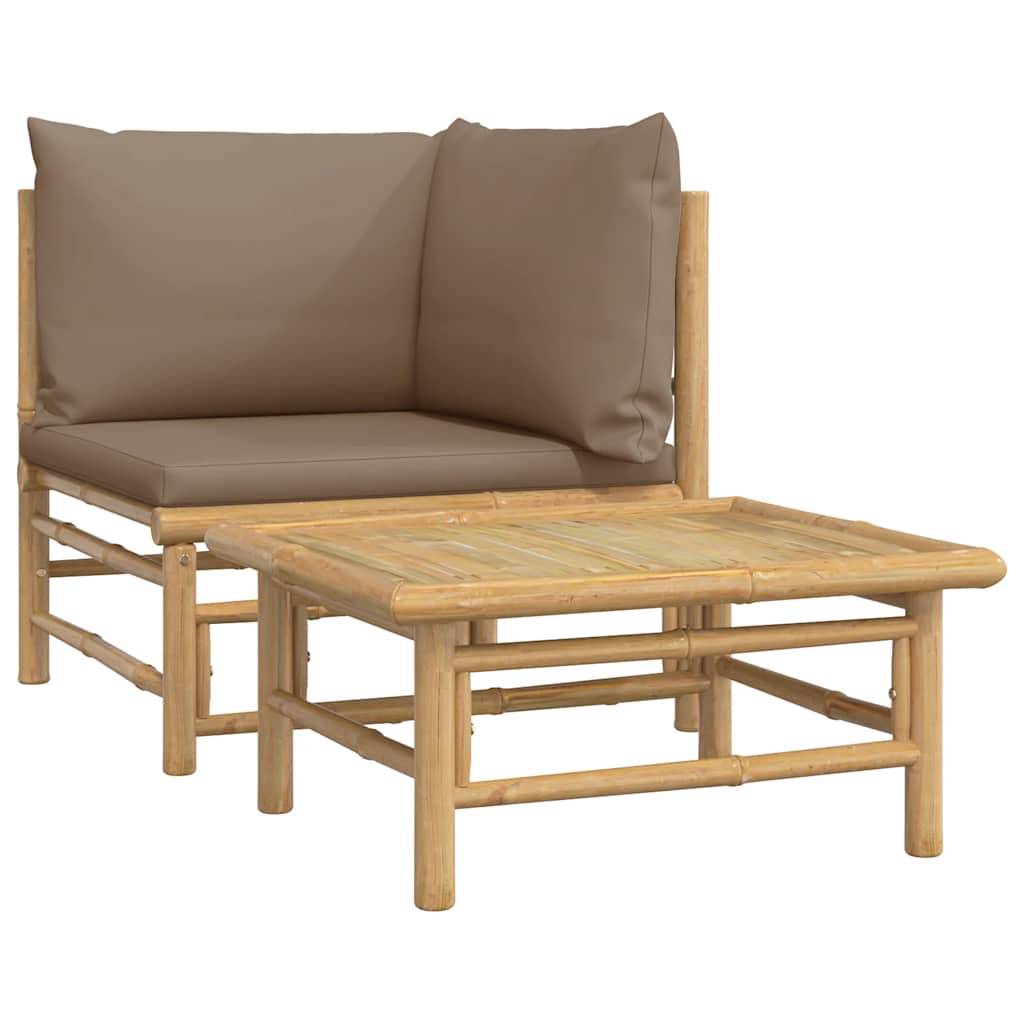 ComfortXL - Petit Salon de Jardin 2 Pièces en Bambou avec Table Basse pour Balcon ou Terrasse Taupe – ComfortXL Outdoor Living - Image 2
