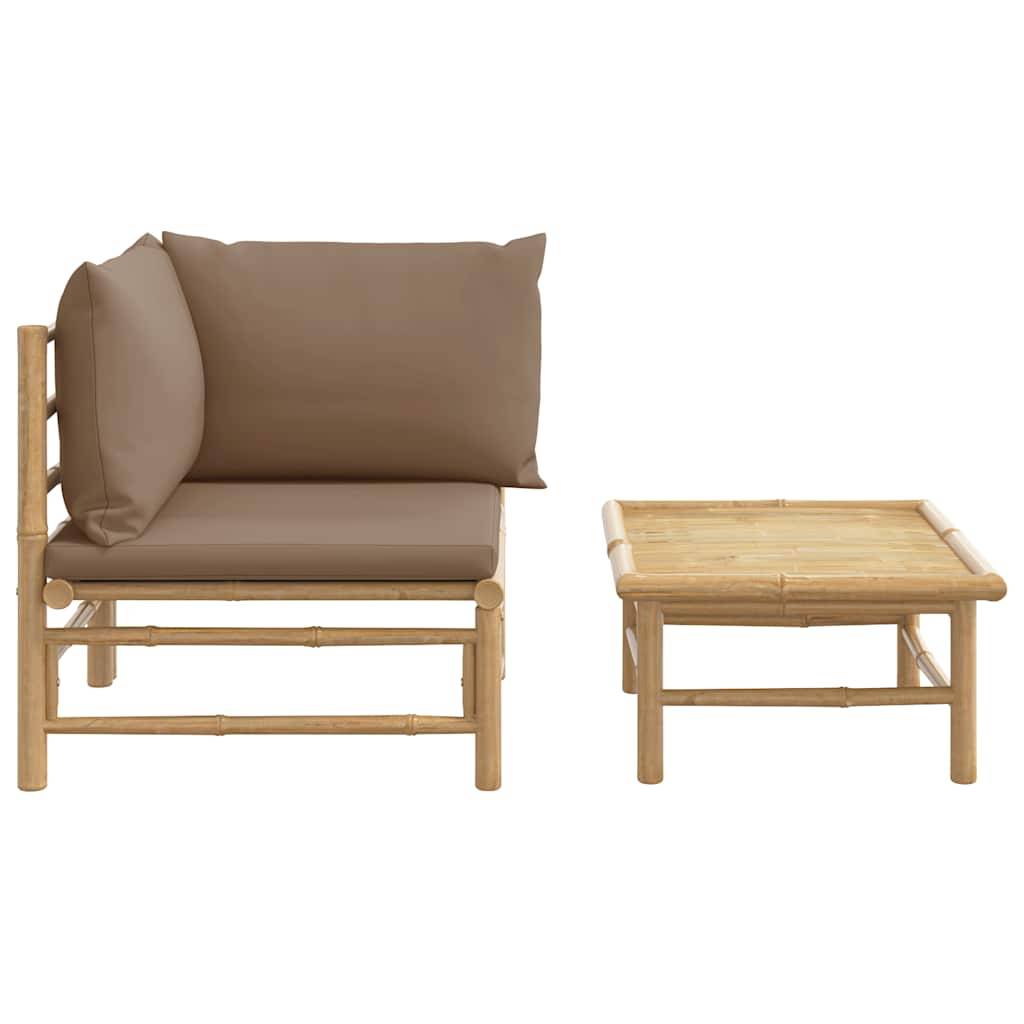 ComfortXL - Petit Salon de Jardin 2 Pièces en Bambou avec Table Basse pour Balcon ou Terrasse Taupe – ComfortXL Outdoor Living - Image 3