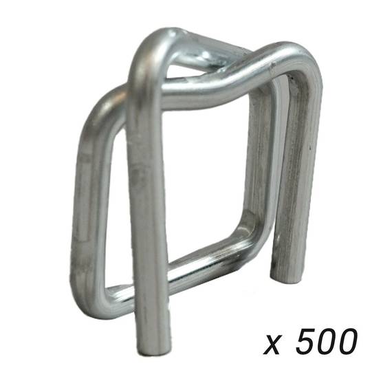 Lot de 500 Boucles BC pour Feuillard de cerclage 13 mm - Qualité PRO - Boucles autobloquantes en acier galvanisé TECPLAST - Imagen 2