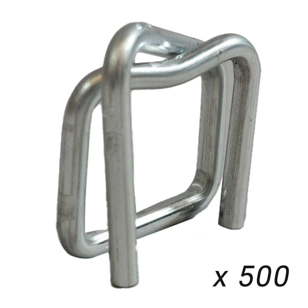 Lot de 500 Boucles BC pour Feuillard de cerclage 13 mm - Qualité PRO - Boucles autobloquantes en acier galvanisé TECPLAST - Imagen 2
