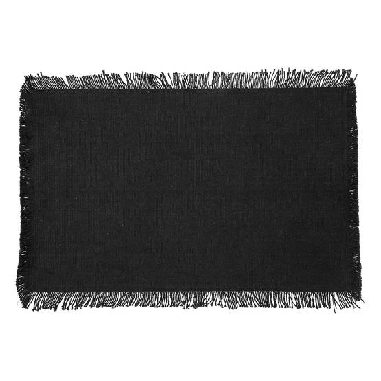 Set de table à franges - SECRET DE GOURMET - Coton - Noir - Image 1