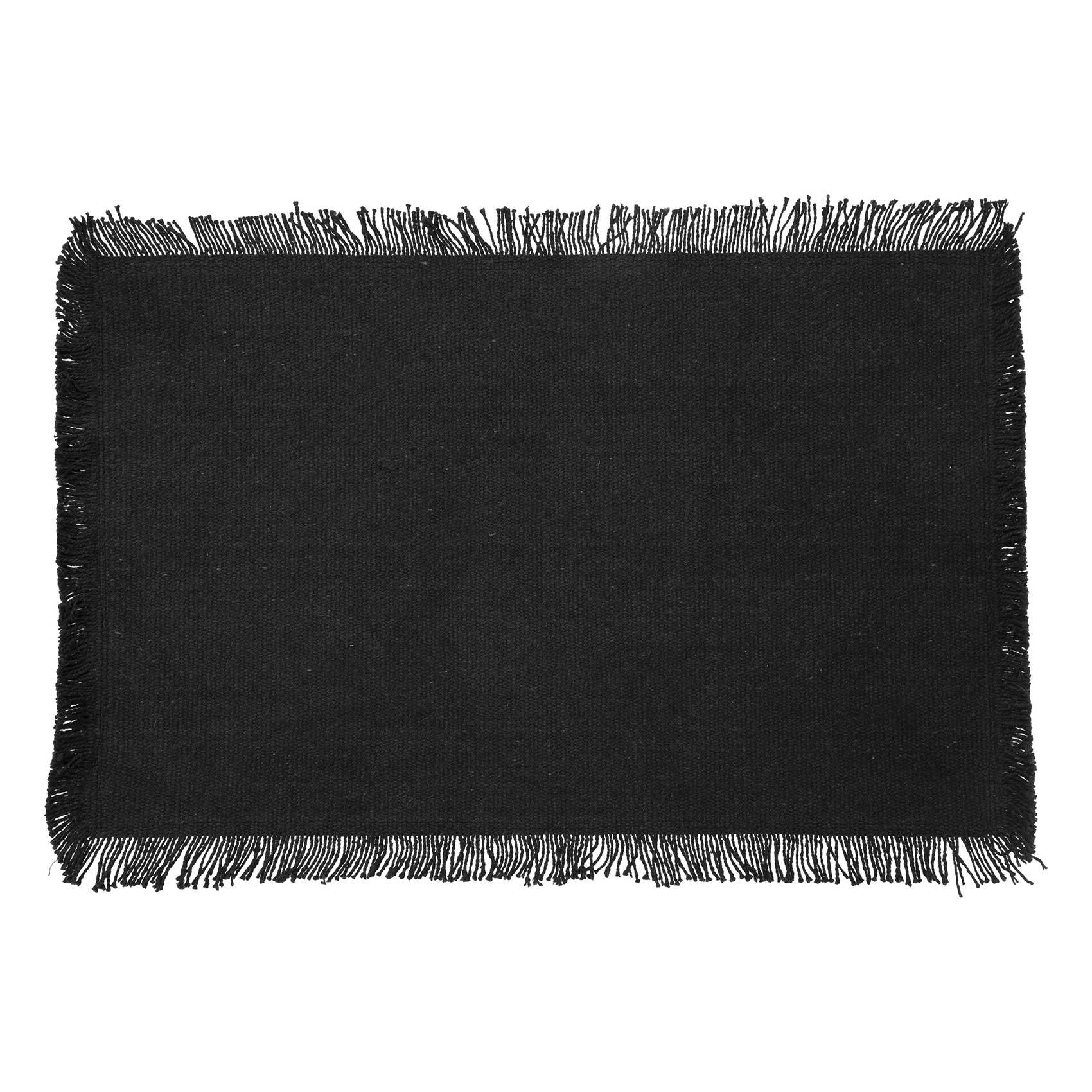 Set de table à franges - SECRET DE GOURMET - Coton - Noir - Image 1