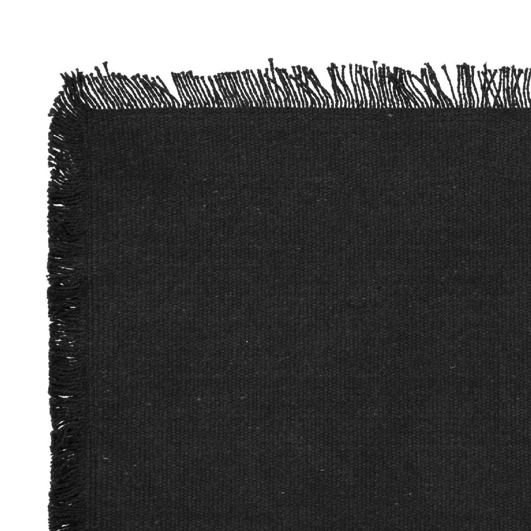 Set de table à franges - SECRET DE GOURMET - Coton - Noir - Image 2