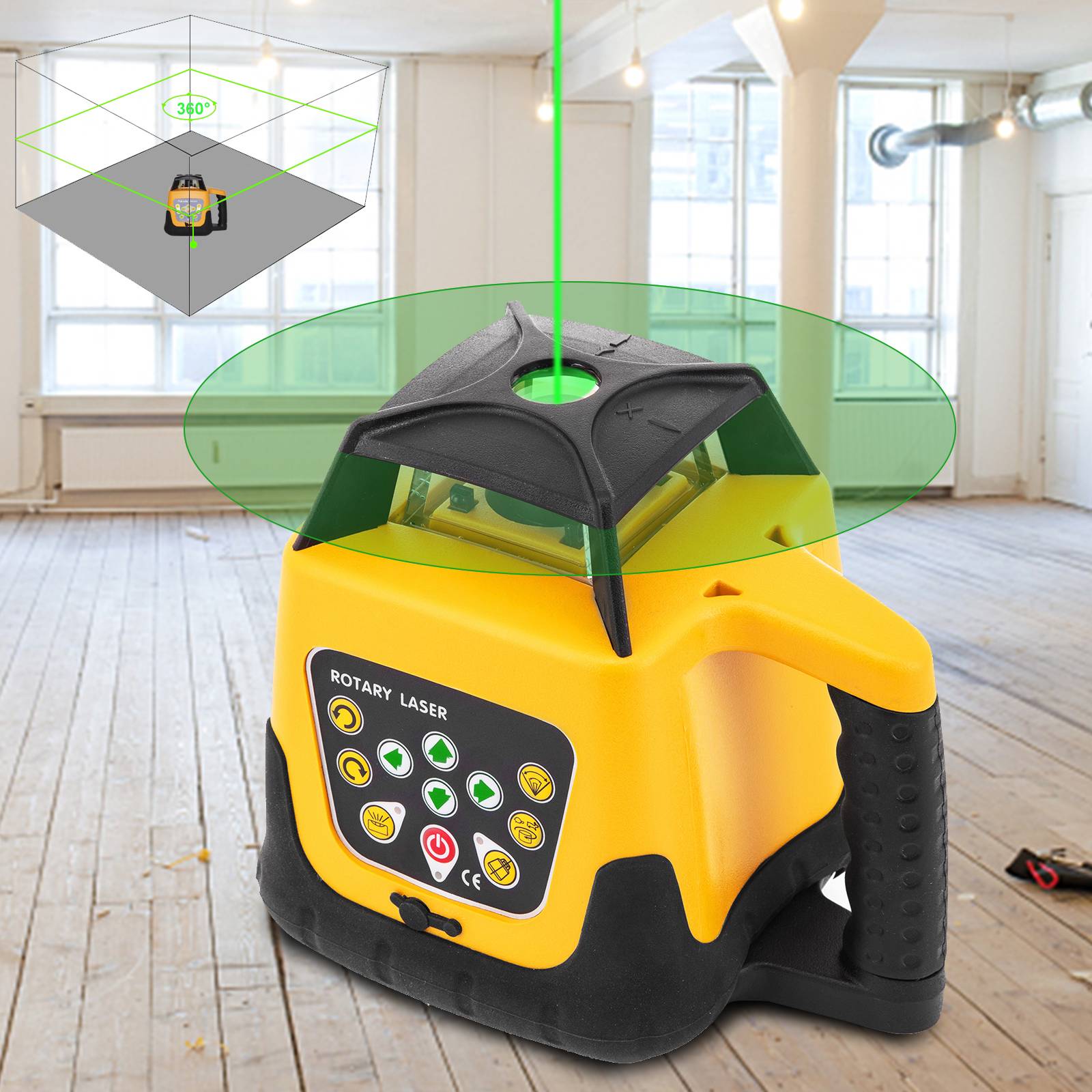 Vevor - VEVOR Niveau laser rotatif 360°, autonivelant. Faisceau vert, portée 500m. Pour construction. - Image 3