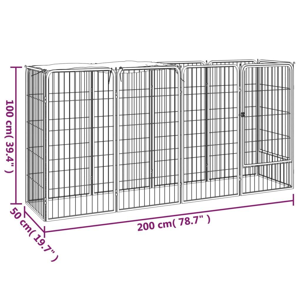 Vidaxl - Parc pour chien 10panneaux Noir 50x100cm Acier enduit de poudre vidaXL 3115948 - Imagen 3