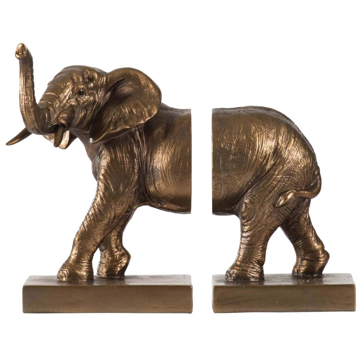 La Grande Prairie - Serre-livres en résine éléphant (Lot de 2) - Imagen 1