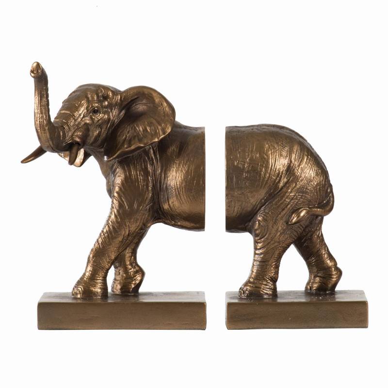 La Grande Prairie - Serre-livres en résine éléphant (Lot de 2) - Imagen 2