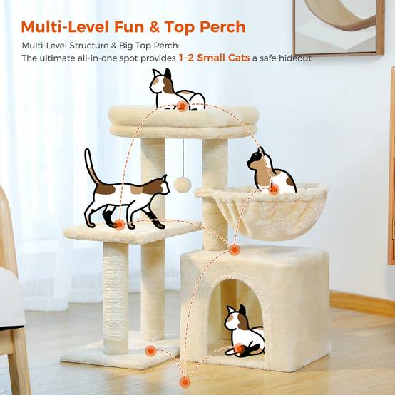 Petit Arbre à Chat 72 cm avec Hamac Gris PAWZ Road - Image 9