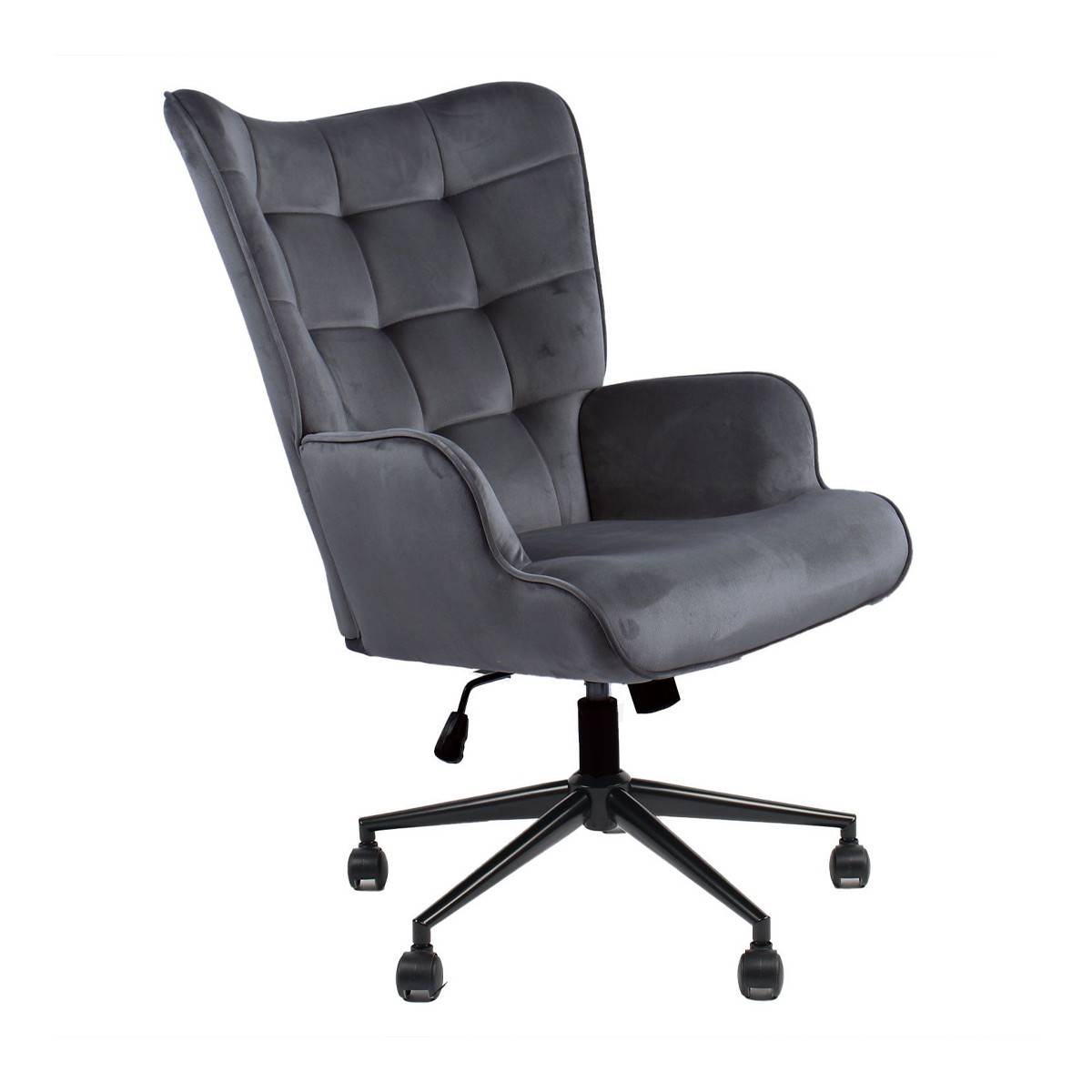 Paris Prix - Fauteuil de Bureau Velours "Verner" 96cm Gris - Image 1