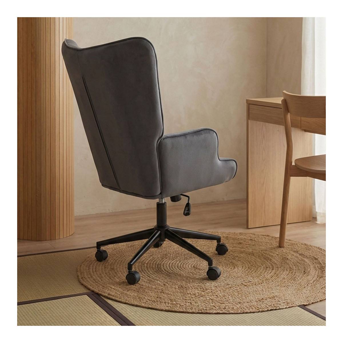 Paris Prix - Fauteuil de Bureau Velours "Verner" 96cm Gris - Image 6
