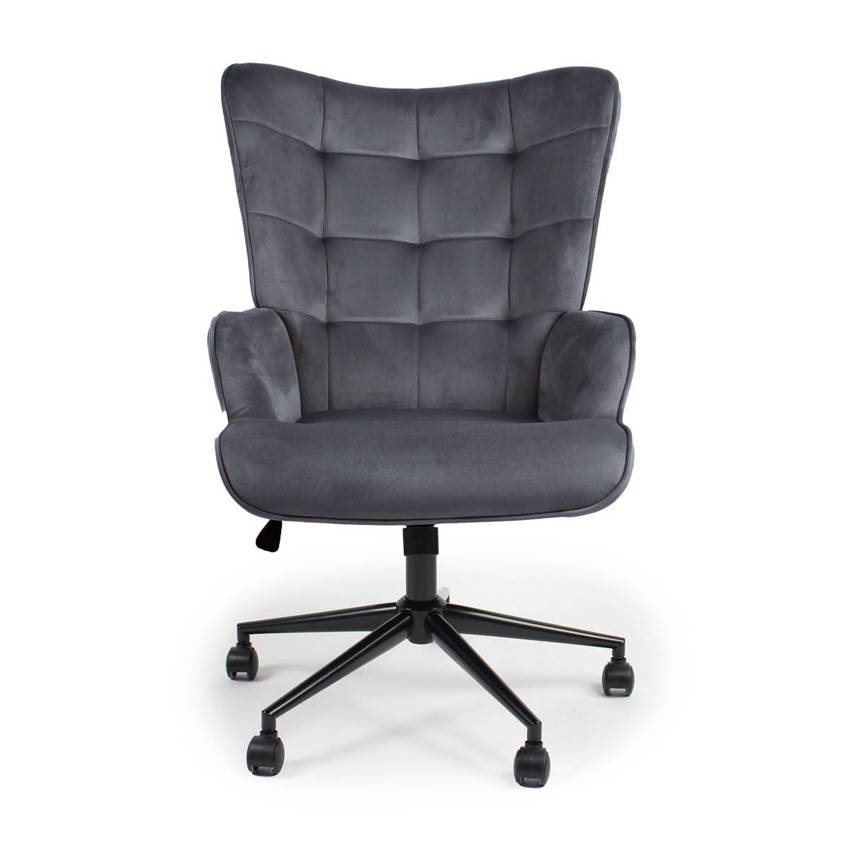 Paris Prix - Fauteuil de Bureau Velours "Verner" 96cm Gris - Image 2