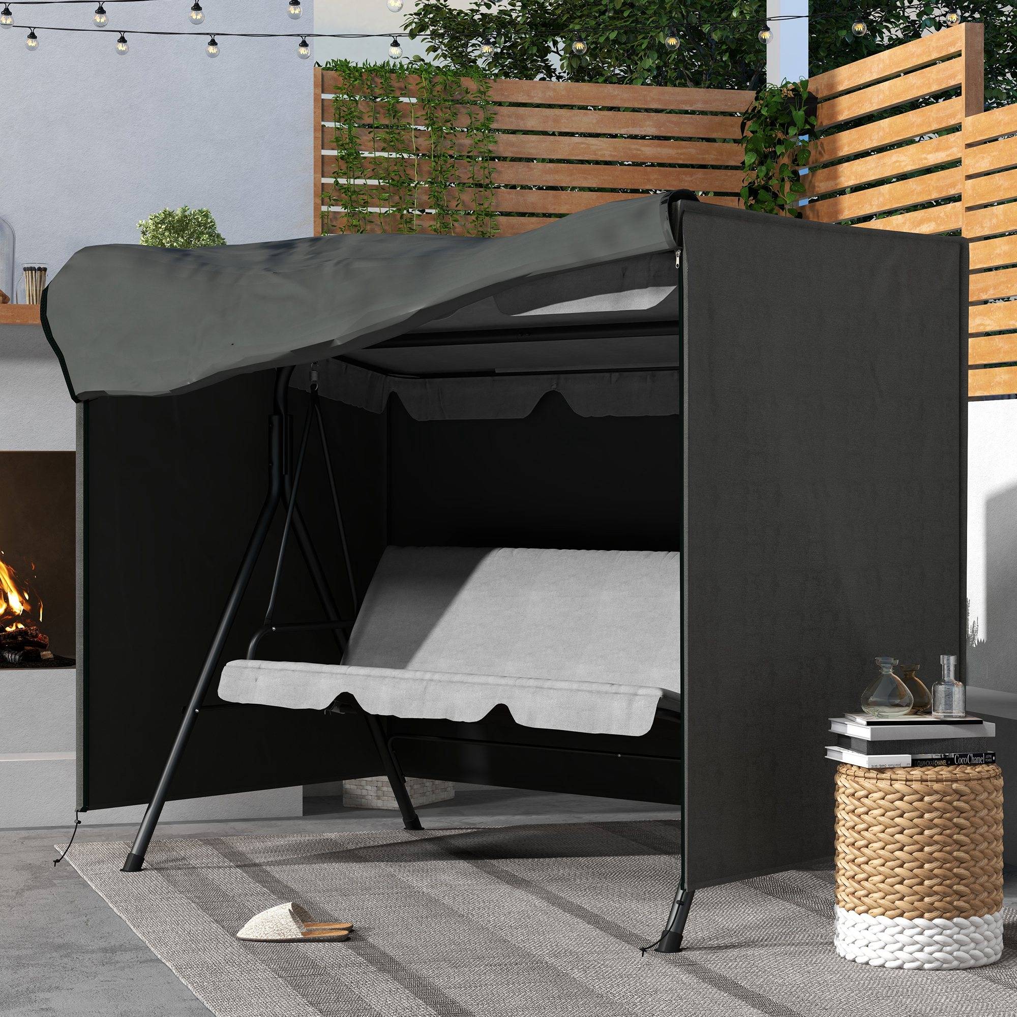 Housse protection balancelle jardin imperméable anti-UV gris foncé 205x124x164 cm - Image 3