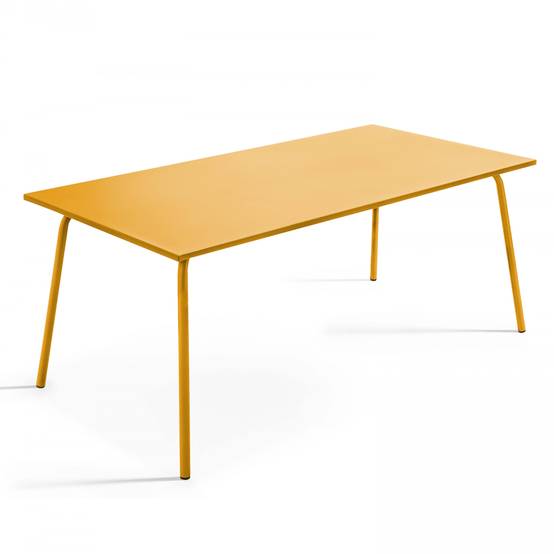 Oviala - Table de jardin rectangulaire en métal 8 places 180 cm jaune Palavas - Oviala - Imagen 1