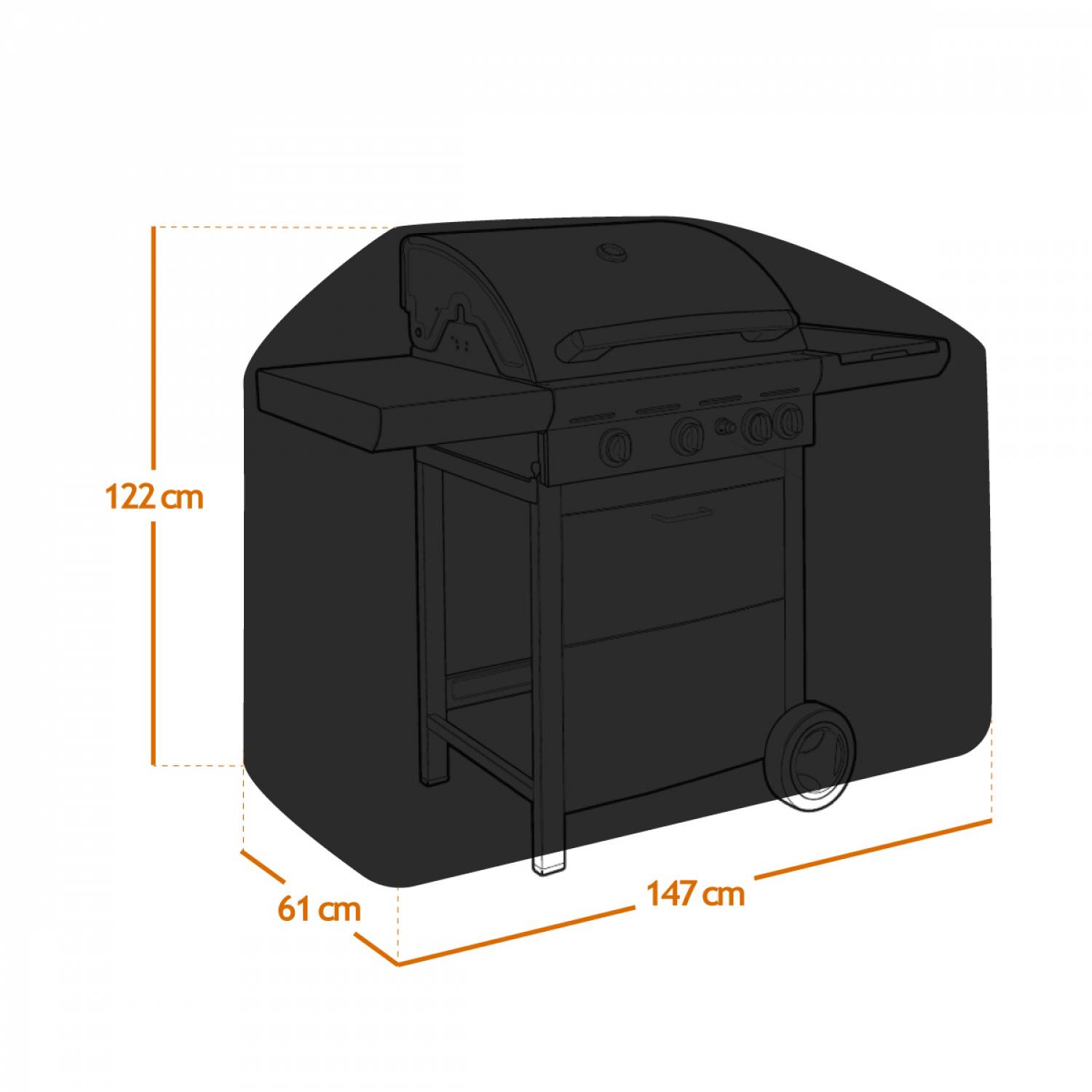 Linxor - Bâche, housse de protection imperméable pour barbecue en tissu Oxford 210D, anti UV - 147 x 61 x 122 cm - Noir - Linxor - Imagen 2