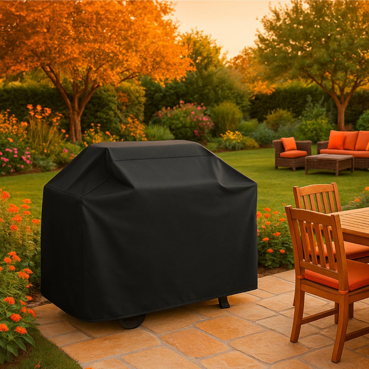 Linxor - Bâche, housse de protection imperméable pour barbecue en tissu Oxford 210D, anti UV - 147 x 61 x 122 cm - Noir - Linxor - Imagen 4