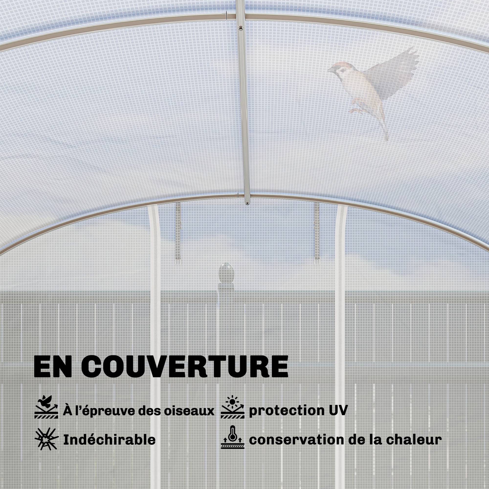 Serre Tunnel de Jardin 24 m², Acier Galvanisé, Portes et 2 Grandes Fenêtres, Bâche PE - Image 7