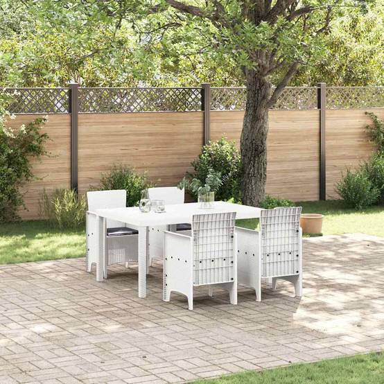 5 pcs Salon De Jardin - Mobilier D'extérieur Blanc Rattan Polt - Image 2