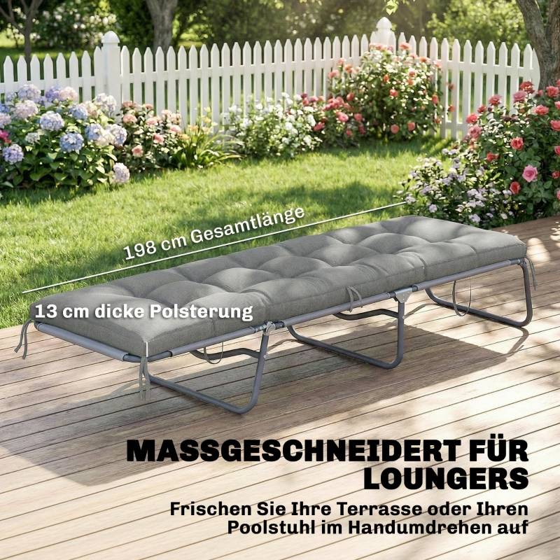 Coussin bain de soleil Polyester pour transat extérieur déperlant 198x65x13cm Gris clair - ComfortXL Outdoor Living - Image 4