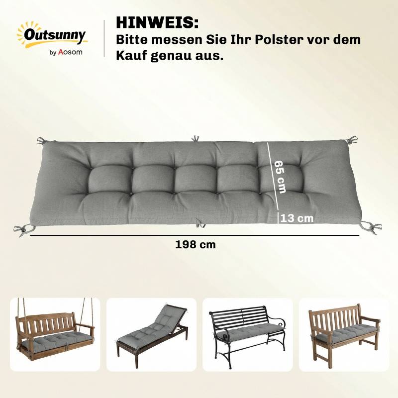 Coussin bain de soleil Polyester pour transat extérieur déperlant 198x65x13cm Gris clair - ComfortXL Outdoor Living - Image 3