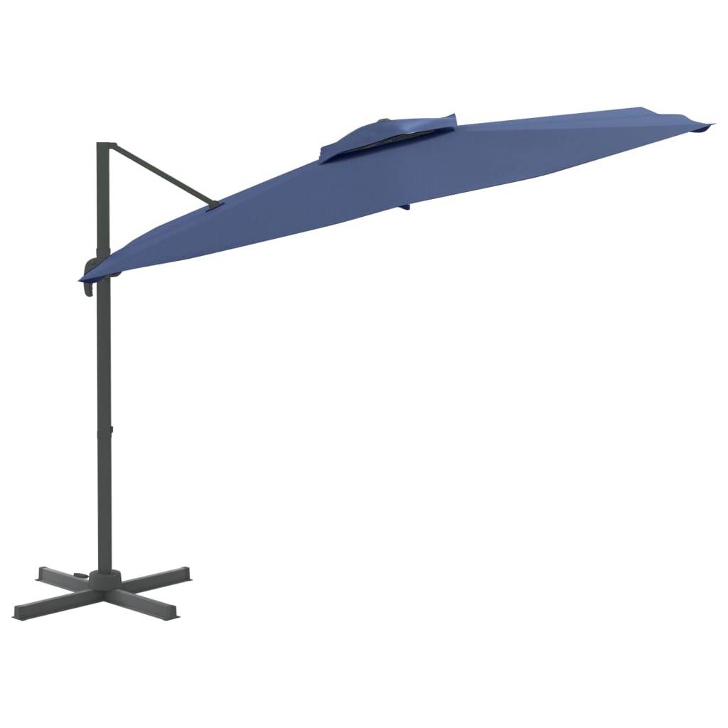 Helloshop26 - Parasol meuble de jardin cantilever à double toit 400 x 300 cm bleu azuré - Imagen 2