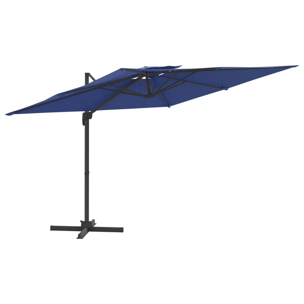 Helloshop26 - Parasol meuble de jardin cantilever à double toit 400 x 300 cm bleu azuré - Imagen 1