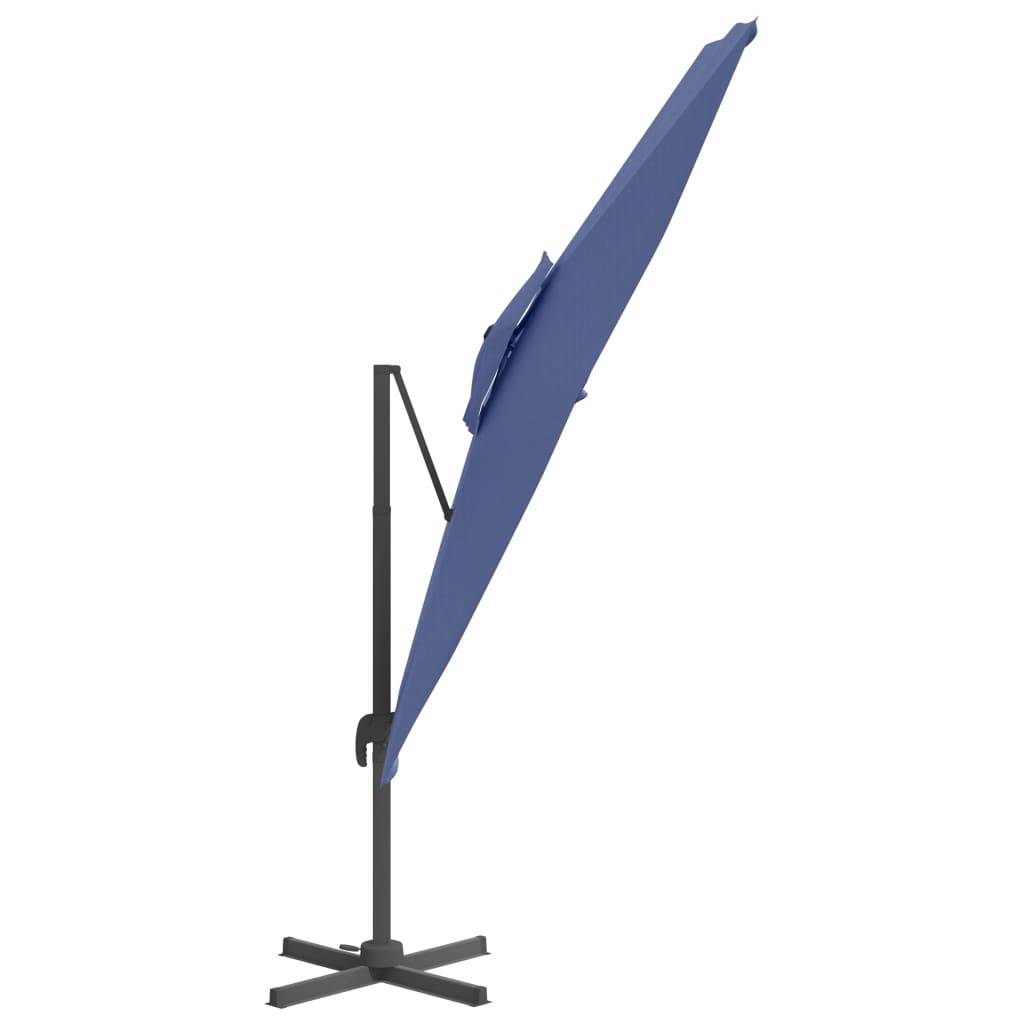 Helloshop26 - Parasol meuble de jardin cantilever à double toit 400 x 300 cm bleu azuré - Imagen 3