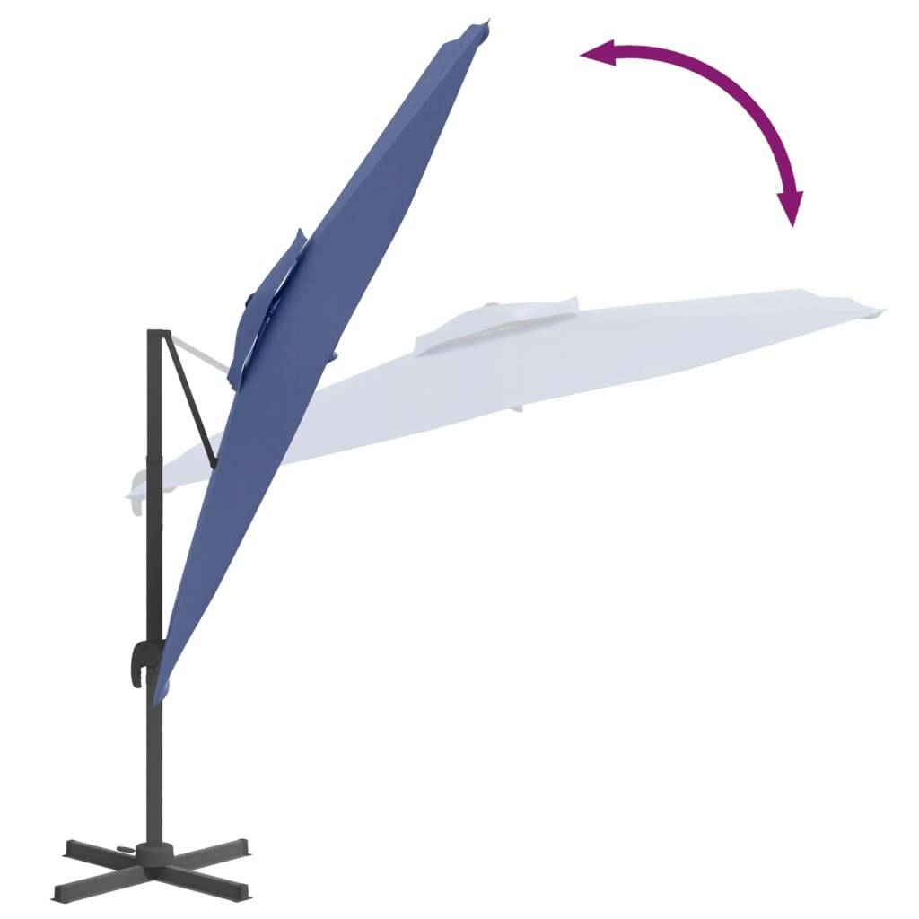 Helloshop26 - Parasol meuble de jardin cantilever à double toit 400 x 300 cm bleu azuré - Imagen 6