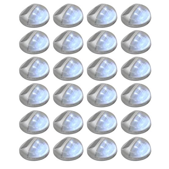 Lampe d'extérieur - Lampe de jardins solaires murales à LED 24 pcs Rond Argenté - Image 2