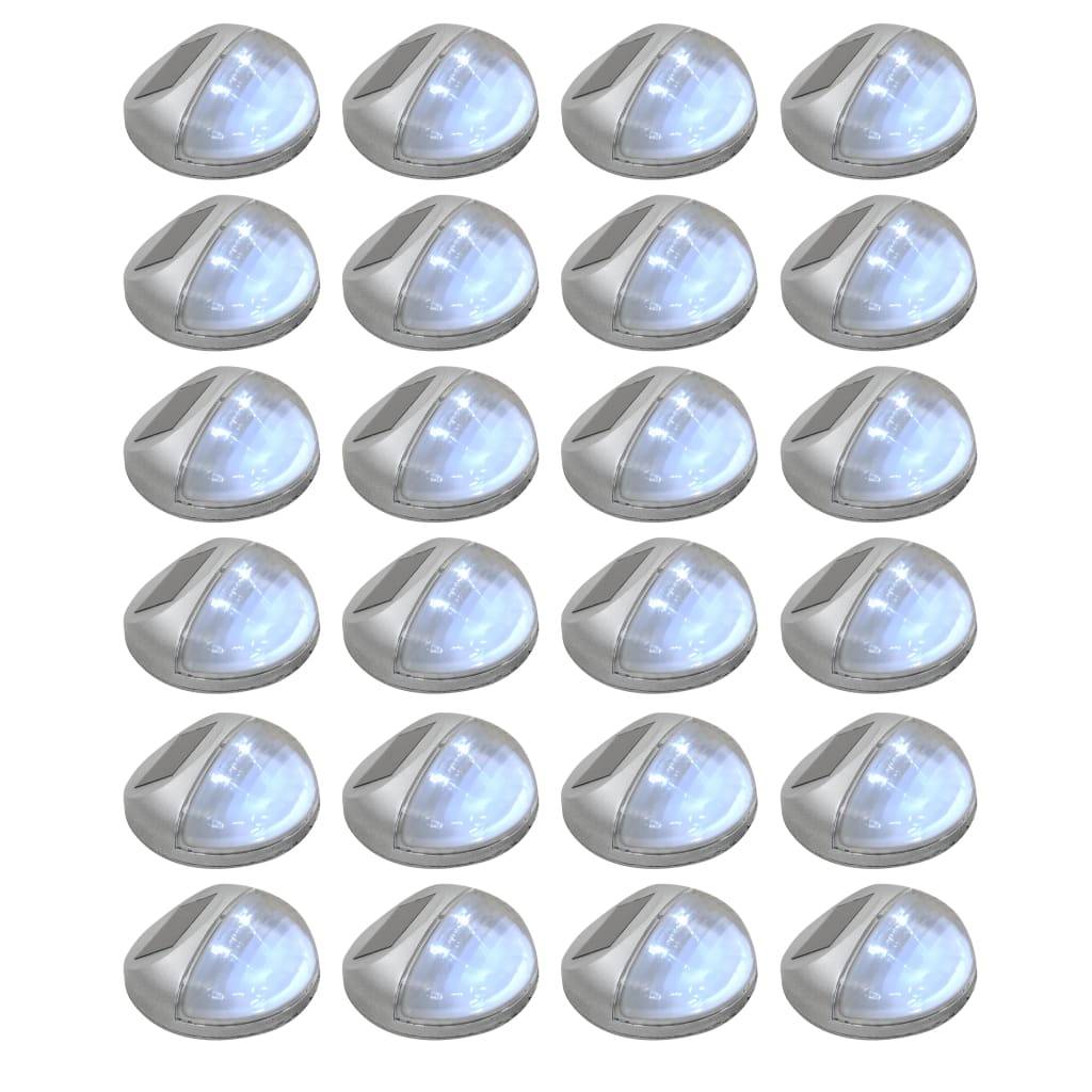 Lampe d'extérieur - Lampe de jardins solaires murales à LED 24 pcs Rond Argenté - Image 2