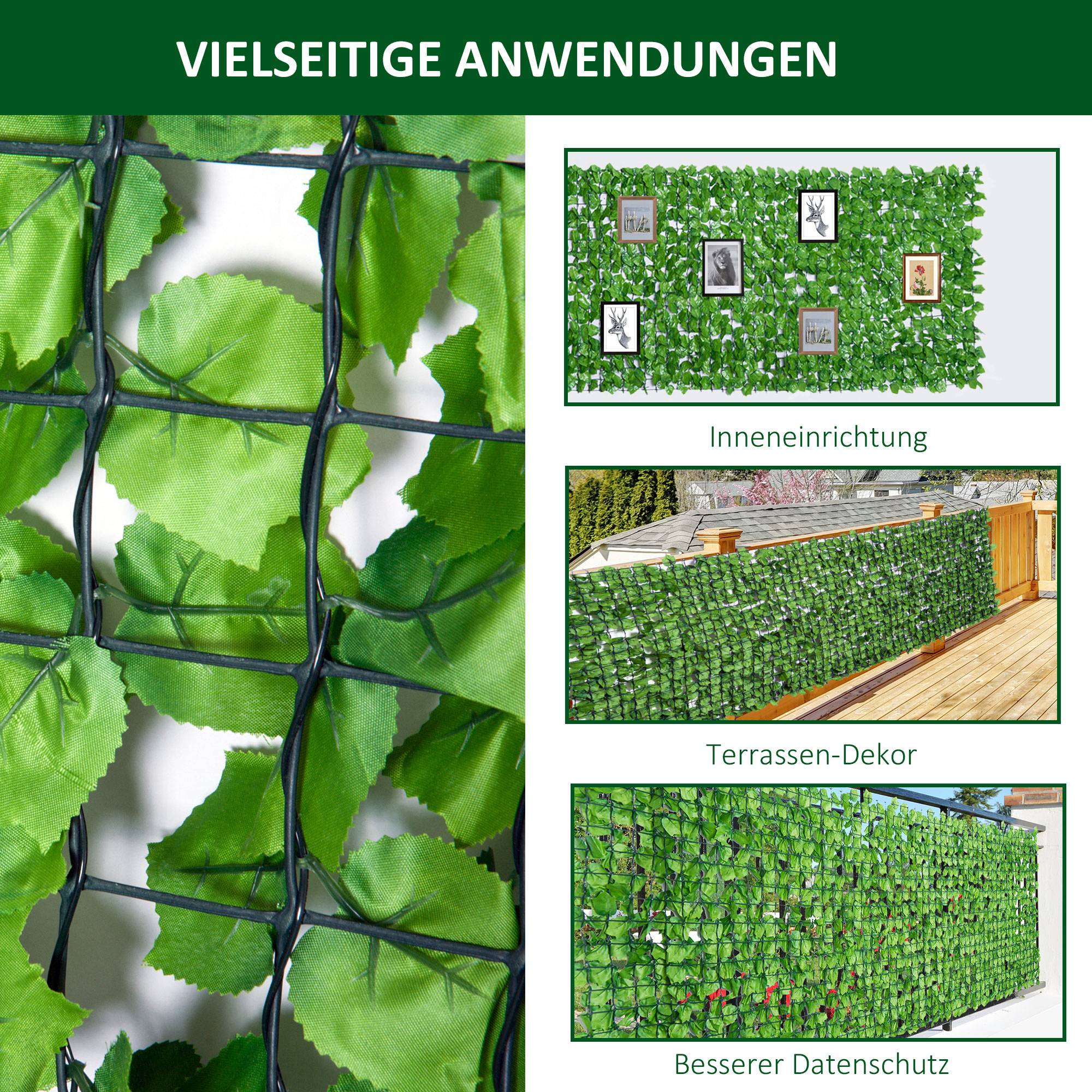 ComfortXL - Brise-vue haie artificielle PE 300 x 150 cm vert clair balcon terrasse occultation feuillage résistant UV - Image 5