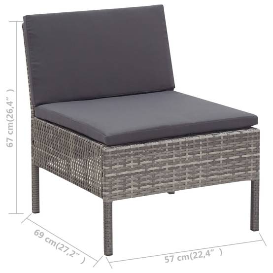Vidaxl - Salon de jardin 5 pcs avec coussins résine tressée gris vidaXL 48946 - Imagen 3