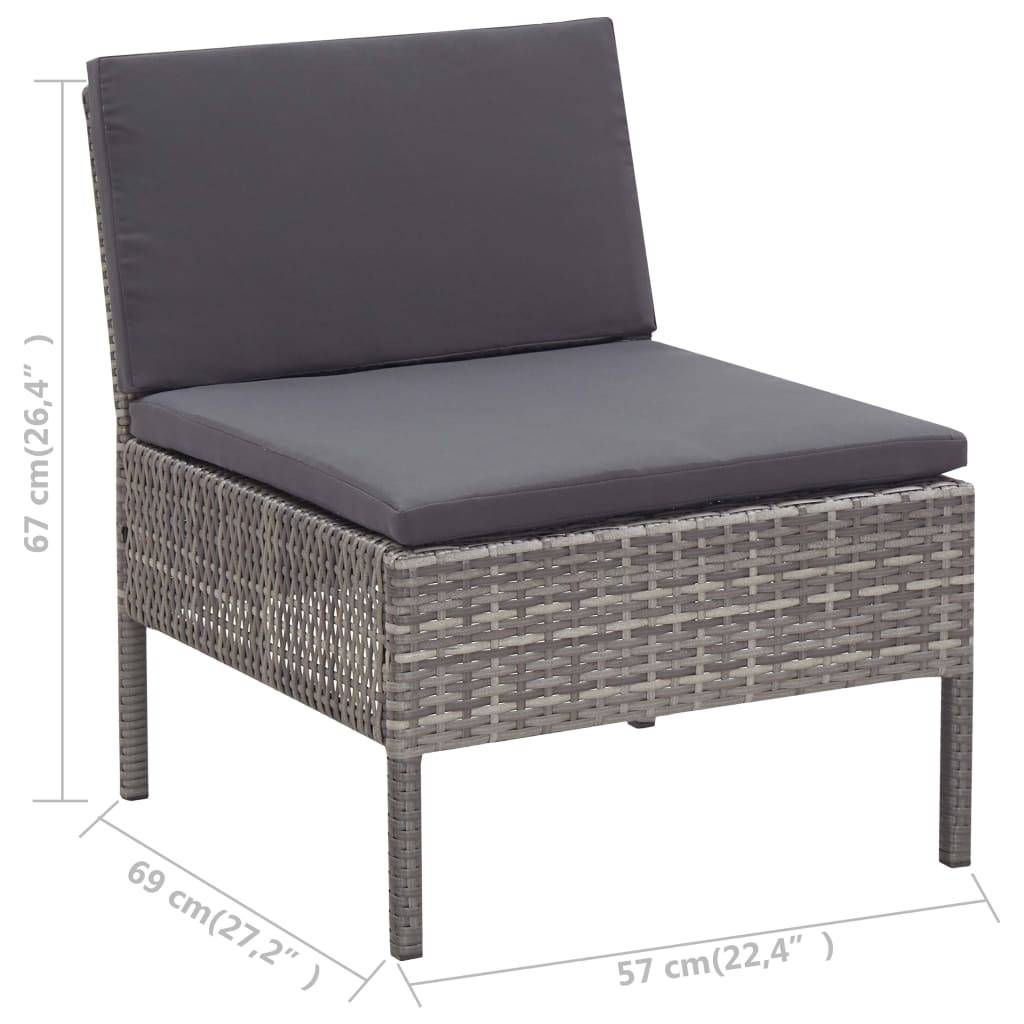 Vidaxl - Salon de jardin 5 pcs avec coussins résine tressée gris vidaXL 48946 - Imagen 3