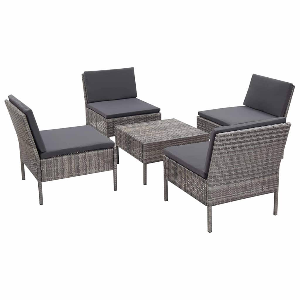 Vidaxl - Salon de jardin 5 pcs avec coussins résine tressée gris vidaXL 48946 - Imagen 2
