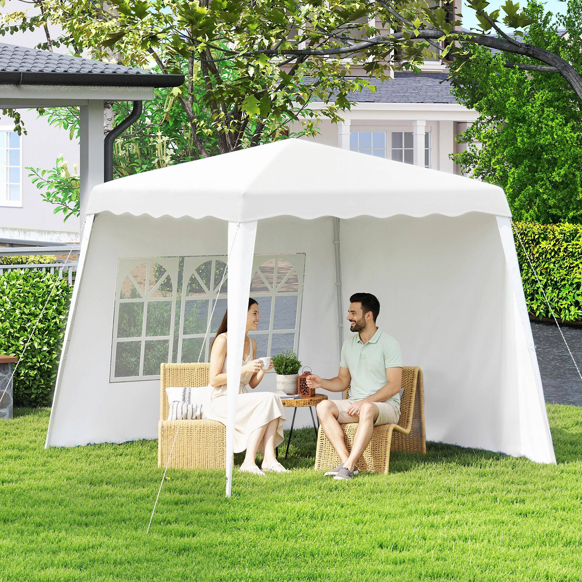 Sans Marque - Tonnelle de jardin pliante à hauteur réglable, en acier et toile Oxford, 2,4 x 2,4 x 2,5 m - Image 3