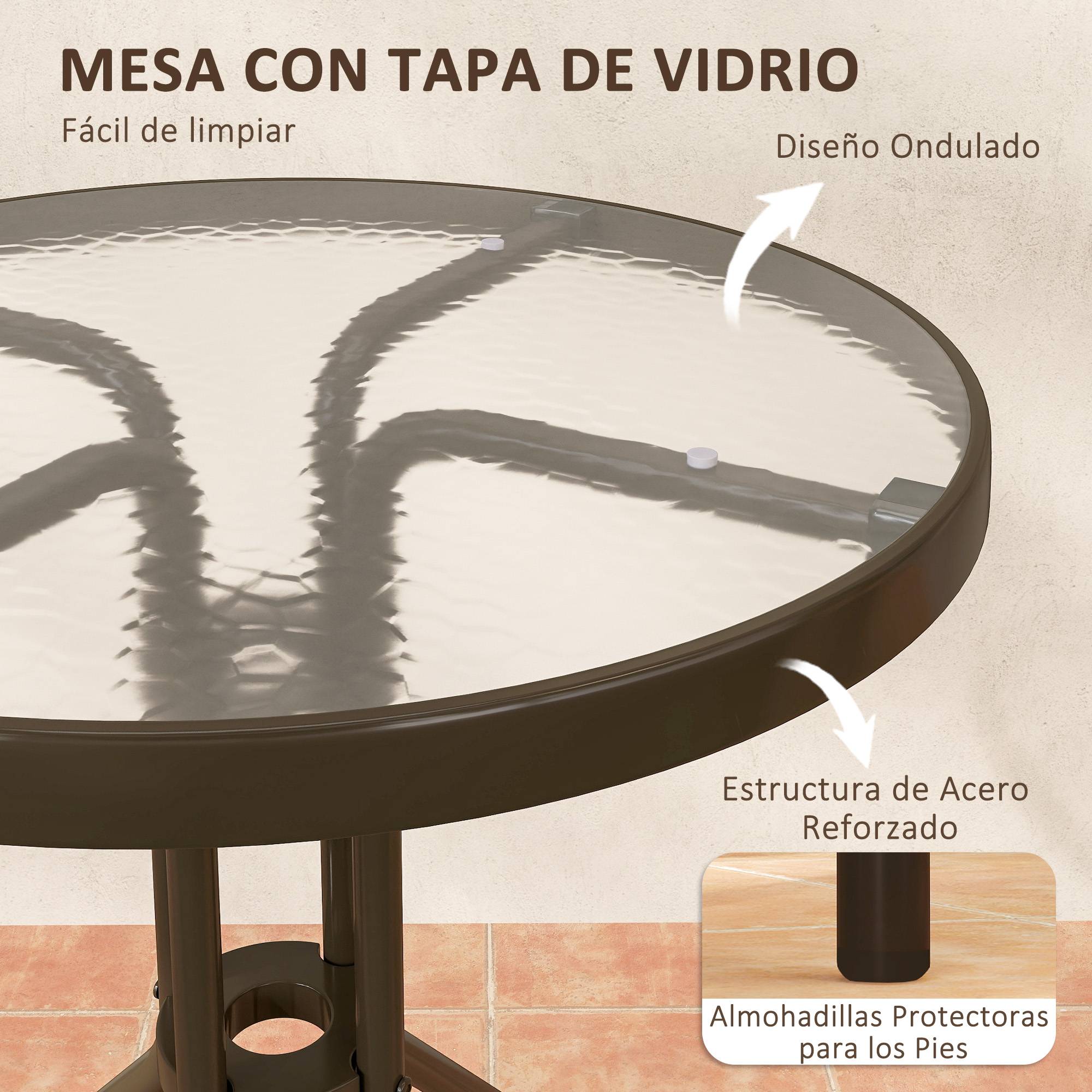 Ensemble de jardin 3 pièces acier et PP pour balcon chaises empilables marron - ComfortXL Outdoor Living - Image 8
