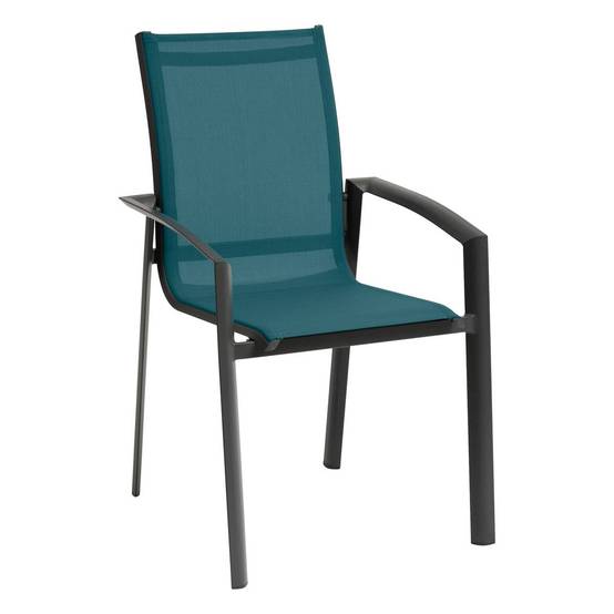 Hesperide - Fauteuil de jardin empilable "Axant" bleu canard & graphite en aluminium traité époxy Hespéride - Image 2