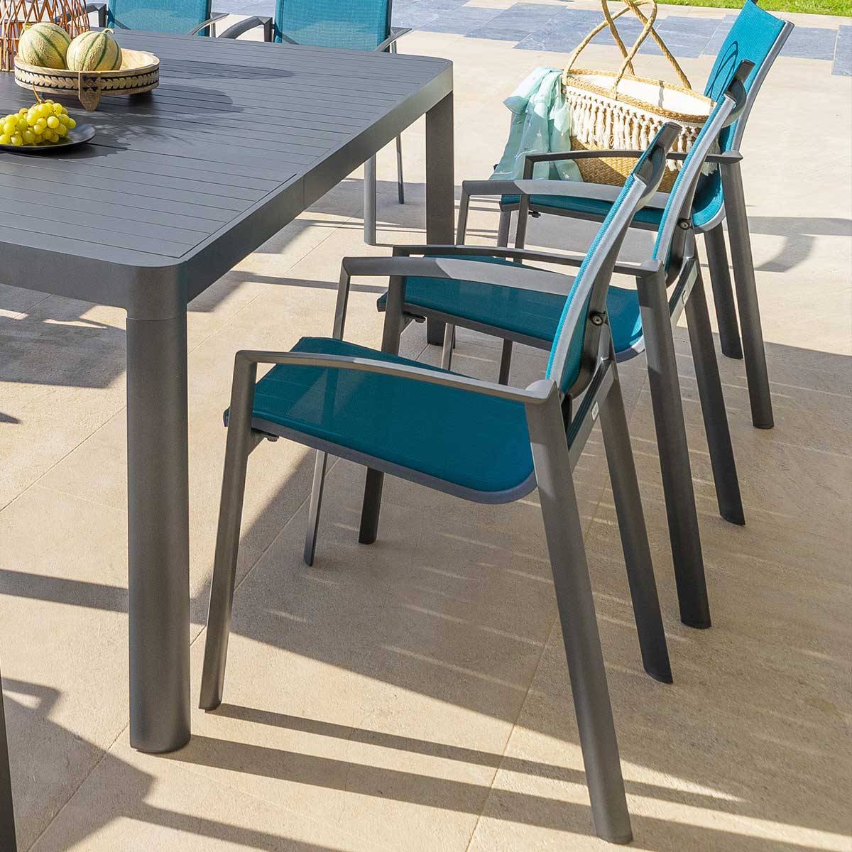 Hesperide - Fauteuil de jardin empilable "Axant" bleu canard & graphite en aluminium traité époxy Hespéride - Image 1