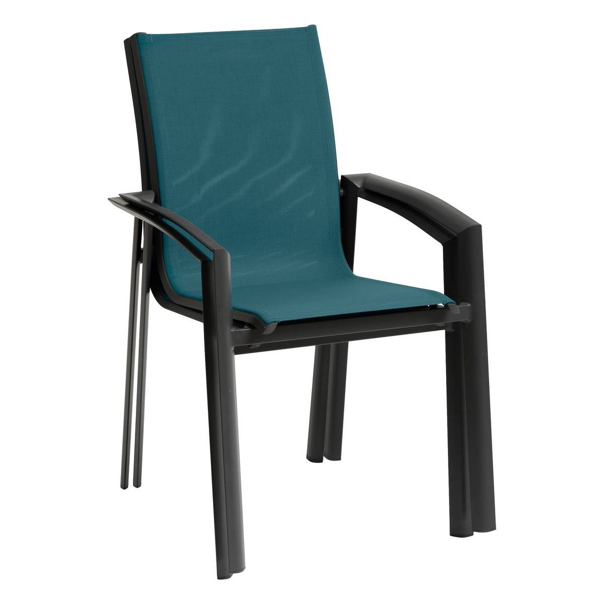 Hesperide - Fauteuil de jardin empilable "Axant" bleu canard & graphite en aluminium traité époxy Hespéride - Image 3