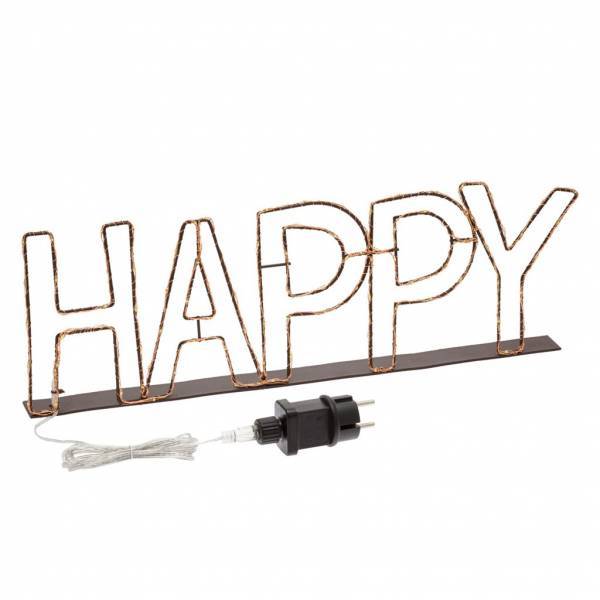 Mot lumineux HAPPY métal fil cuivre MicroLED Blanc chaud IP44 Lotti - Imagen 3