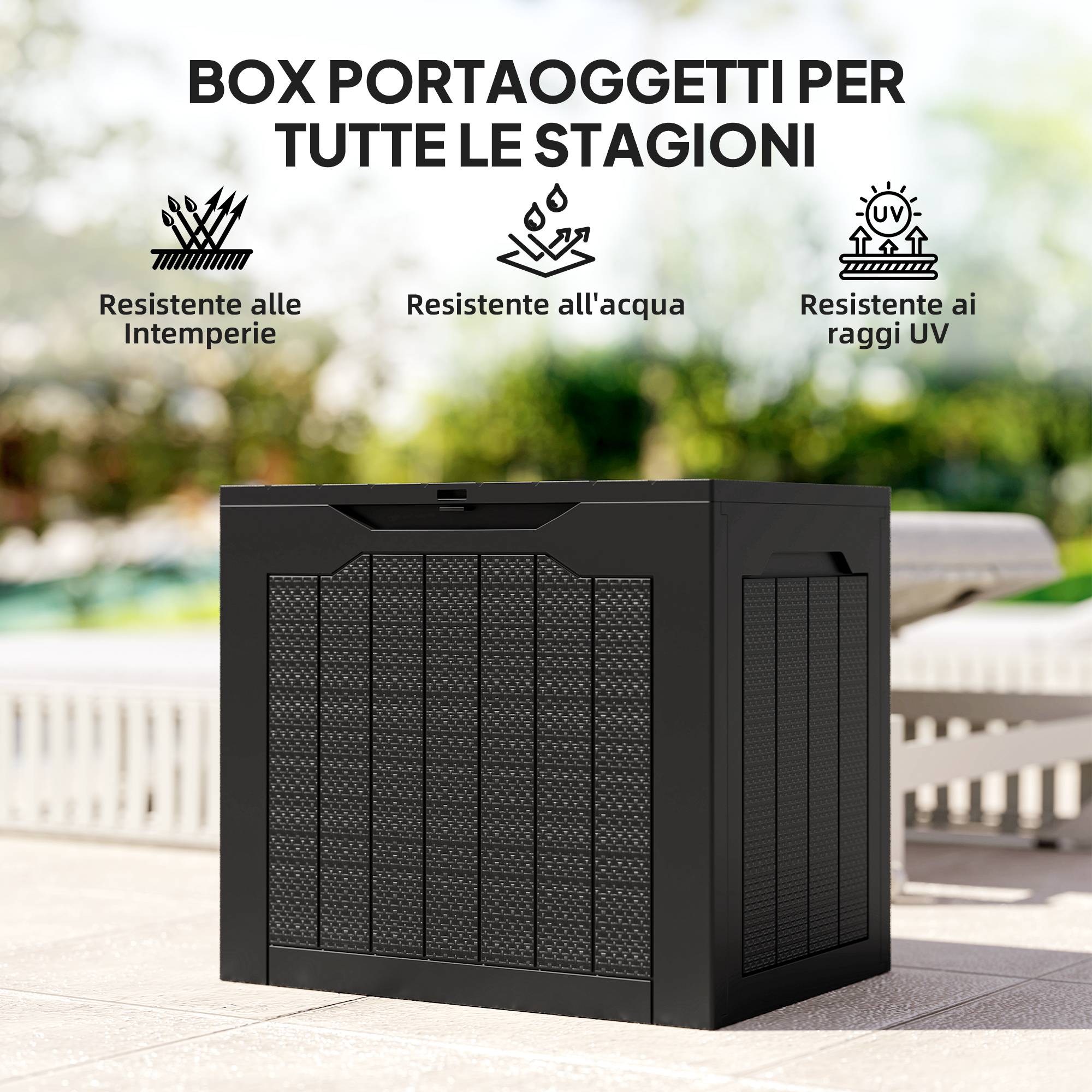 Petit coffre de jardin en plastique pour outils avec poignées 56x41x50cm Noir - ComfortXL Outdoor Living - Image 9
